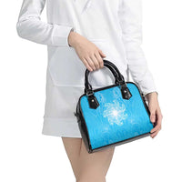 New Zealand Matariki Waiti Shoulder Handbag Maori Moko Cyan Galaxy LT05 - Polynesian Pride