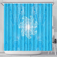 New Zealand Matariki Waiti Shower Curtain Maori Moko Cyan Galaxy LT05 - Polynesian Pride