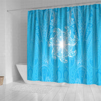 New Zealand Matariki Waiti Shower Curtain Maori Moko Cyan Galaxy LT05 - Polynesian Pride