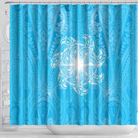 New Zealand Matariki Waiti Shower Curtain Maori Moko Cyan Galaxy LT05 - Polynesian Pride