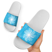 New Zealand Matariki Waiti Slide Sandals Maori Moko Cyan Galaxy LT05 - Polynesian Pride