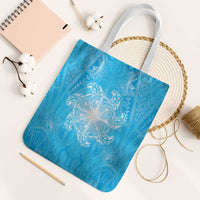 New Zealand Matariki Waiti Tote Bag Maori Moko Cyan Galaxy LT05 White Strap One Size Cyan - Polynesian Pride
