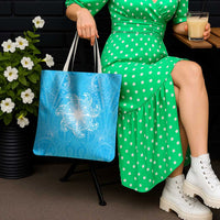 New Zealand Matariki Waiti Tote Bag Maori Moko Cyan Galaxy LT05 - Polynesian Pride