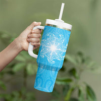 New Zealand Matariki Waiti Tumbler With Handle Maori Moko Cyan Galaxy LT05 - Polynesian Pride