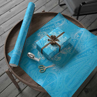 New Zealand Matariki Waiti Wrapping Paper Maori Moko Cyan Galaxy LT05 - Polynesian Pride