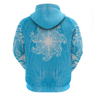 New Zealand Matariki Waiti Zip Hoodie Maori Moko Cyan Galaxy LT05 - Polynesian Pride