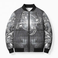 New Zealand Matariki Ururangi Bomber Puffer Jacket Maori Moko Grey Galaxy LT05 Unisex Grey - Polynesian Pride