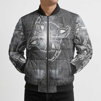 New Zealand Matariki Ururangi Bomber Puffer Jacket Maori Moko Grey Galaxy LT05 - Polynesian Pride
