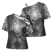 New Zealand Matariki Ururangi Cross Shoulder Shirt Maori Moko Grey Galaxy LT05 - Polynesian Pride