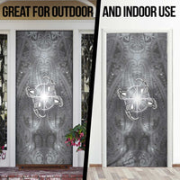 New Zealand Matariki Ururangi Door Cover Maori Moko Grey Galaxy