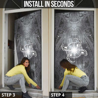 New Zealand Matariki Ururangi Door Cover Maori Moko Grey Galaxy