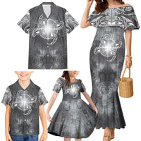 New Zealand Matariki Ururangi Family Matching Mermaid Dress and Hawaiian Shirt Maori Moko Grey Galaxy