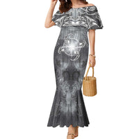 New Zealand Matariki Ururangi Family Matching Mermaid Dress and Hawaiian Shirt Maori Moko Grey Galaxy