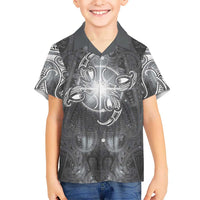 New Zealand Matariki Ururangi Family Matching Mermaid Dress and Hawaiian Shirt Maori Moko Grey Galaxy