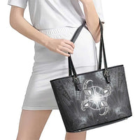 New Zealand Matariki Ururangi Leather Tote Bag Maori Moko Grey Galaxy LT05 - Polynesian Pride
