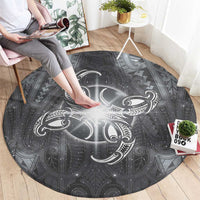 New Zealand Matariki Ururangi Round Carpet Maori Moko Grey Galaxy LT05 - Polynesian Pride