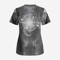 New Zealand Matariki Ururangi Scrub Top Maori Moko Grey Galaxy LT05 - Polynesian Pride