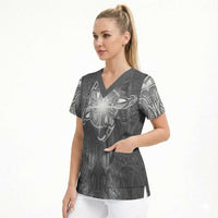 New Zealand Matariki Ururangi Scrub Top Maori Moko Grey Galaxy LT05 - Polynesian Pride