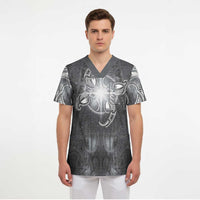 New Zealand Matariki Ururangi Scrub Top Maori Moko Grey Galaxy LT05 - Polynesian Pride