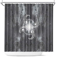 New Zealand Matariki Ururangi Shower Curtain Maori Moko Grey Galaxy LT05 Grey - Polynesian Pride