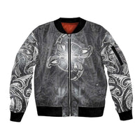 New Zealand Matariki Ururangi Sleeve Zip Bomber Jacket Maori Moko Grey Galaxy LT05 Unisex Grey - Polynesian Pride