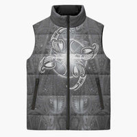 New Zealand Matariki Ururangi Sleeveless Puffer Jacket Maori Moko Grey Galaxy LT05 Unisex Grey - Polynesian Pride