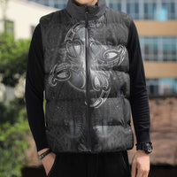 New Zealand Matariki Ururangi Sleeveless Puffer Jacket Maori Moko Grey Galaxy LT05 - Polynesian Pride