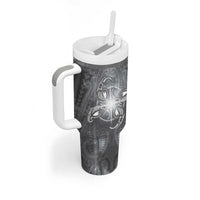 New Zealand Matariki Ururangi Tumbler With Handle Maori Moko Grey Galaxy LT05 - Polynesian Pride