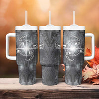 New Zealand Matariki Ururangi Tumbler With Handle Maori Moko Grey Galaxy LT05 - Polynesian Pride