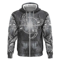 New Zealand Matariki Ururangi Zip Hoodie Maori Moko Grey Galaxy LT05 Zip Hoodie Grey - Polynesian Pride