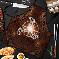 New Zealand Matariki Tupuanuku Apron Maori Moko Brown Galaxy LT05 Brown - Polynesian Pride