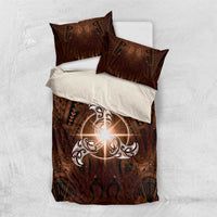 New Zealand Matariki Tupuanuku Bedding Set Maori Moko Brown Galaxy LT05 US Twin 172cm x 218cm Brown - Polynesian Pride
