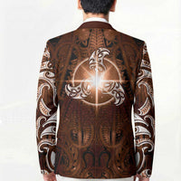New Zealand Matariki Tupuanuku Blazer Maori Moko Brown Galaxy LT05 - Polynesian Pride