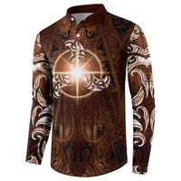 New Zealand Matariki Tupuanuku Button Sweatshirt Maori Moko Brown Galaxy LT05 - Polynesian Pride