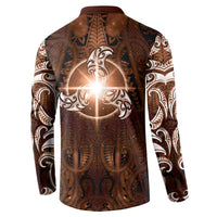 New Zealand Matariki Tupuanuku Button Sweatshirt Maori Moko Brown Galaxy LT05 - Polynesian Pride