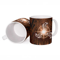 New Zealand Matariki Tupuanuku Ceramic Mug Maori Moko Brown Galaxy LT05 - Polynesian Pride