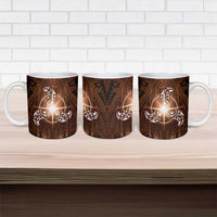 New Zealand Matariki Tupuanuku Ceramic Mug Maori Moko Brown Galaxy LT05 - Polynesian Pride