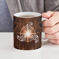 New Zealand Matariki Tupuanuku Ceramic Mug Maori Moko Brown Galaxy LT05 - Polynesian Pride