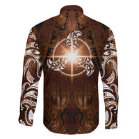 New Zealand Matariki Tupuanuku Family Matching Short Sleeve Bodycon Dress and Hawaiian Shirt Maori Moko Brown Galaxy