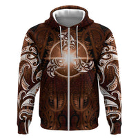 New Zealand Matariki Tupuanuku Hoodie Maori Moko Brown Galaxy
