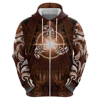 New Zealand Matariki Tupuanuku Hoodie Maori Moko Brown Galaxy