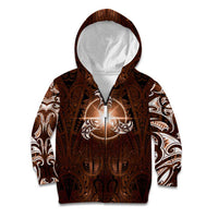 New Zealand Matariki Tupuanuku Kid Hoodie Maori Moko Brown Galaxy