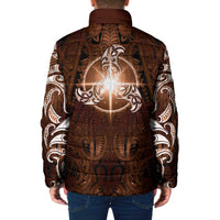New Zealand Matariki Tupuanuku Padded Jacket Maori Moko Brown Galaxy LT05 - Polynesian Pride