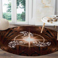 New Zealand Matariki Tupuanuku Round Carpet Maori Moko Brown Galaxy LT05 - Polynesian Pride