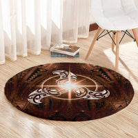 New Zealand Matariki Tupuanuku Round Carpet Maori Moko Brown Galaxy LT05 - Polynesian Pride