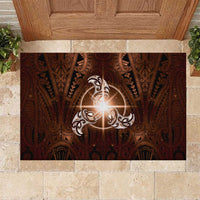 New Zealand Matariki Tupuanuku Rubber Doormat Maori Moko Brown Galaxy LT05 Brown - Polynesian Pride