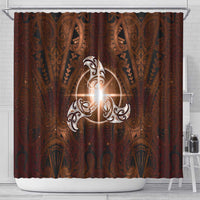 New Zealand Matariki Tupuanuku Shower Curtain Maori Moko Brown Galaxy LT05 - Polynesian Pride