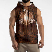 New Zealand Matariki Tupuanuku Sleeveless Hoodie Maori Moko Brown Galaxy