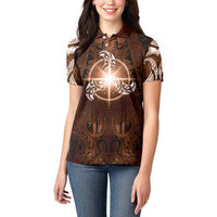 New Zealand Matariki Tupuanuku Women Polo Shirt Maori Moko Brown Galaxy