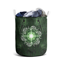 New Zealand Matariki Tupuarangi Laundry Basket Maori Moko Green Galaxy LT05 - Polynesian Pride